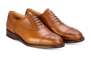 Cambridge JS9518 Brogue Toecap Oxford City Shoe - Beechnut (Multiple Width Fittings) - R E Tricker Ltd