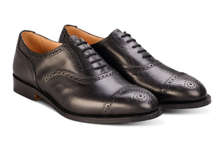 Cambridge JS9518 Brogue Toecap Oxford City Shoe - Black (Multiple Width Fittings) - R E Tricker Ltd