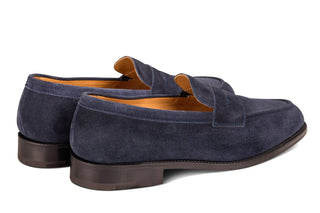 Havard Penny Loafer - Denim Castorino Suede - R E Tricker Ltd