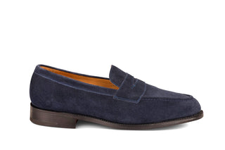 Havard Penny Loafer - Denim Castorino Suede - R E Tricker Ltd
