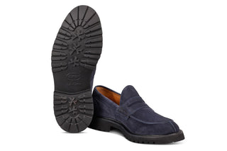 James Penny Loafer - Navy Castorino Suede - R E Tricker Ltd