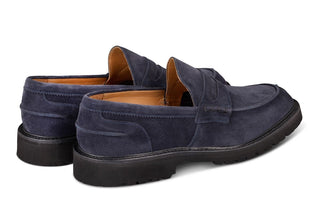 James Penny Loafer - Navy Castorino Suede - R E Tricker Ltd