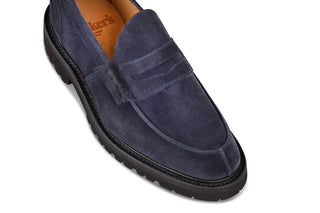 James Penny Loafer - Navy Castorino Suede - R E Tricker Ltd