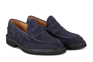 James Penny Loafer - Navy Castorino Suede - R E Tricker Ltd
