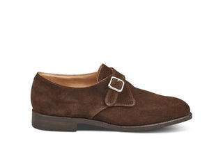Mayfair Single Buckle Monk Shoe - Chocolate Suede - R E Tricker Ltd