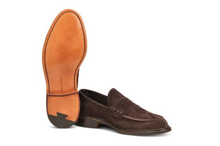 Adam Penny Loafer - Coffee Suede - R E Tricker Ltd