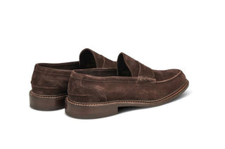 Adam Penny Loafer - Coffee Suede - R E Tricker Ltd