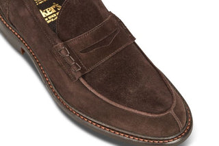 Adam Penny Loafer - Coffee Suede - R E Tricker Ltd