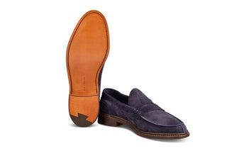Adam Penny Loafer - Navy Suede - R E Tricker Ltd