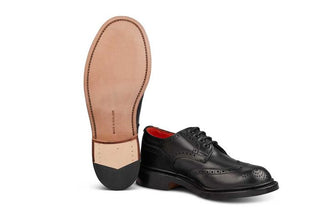 Anne Brogue Country Shoe - Black - R E Tricker Ltd