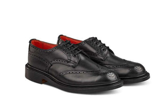 Anne Brogue Country Shoe - Black - R E Tricker Ltd
