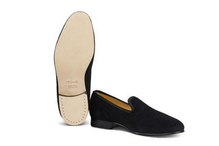 CHURCHILL VELVET SLIPPER - Black - R E Tricker Ltd