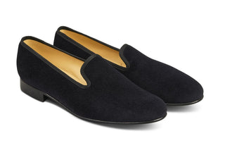 CHURCHILL VELVET SLIPPER - Black - R E Tricker Ltd