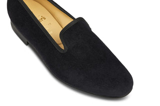 CHURCHILL VELVET SLIPPER - Black - R E Tricker Ltd