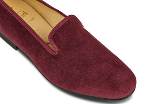 CHURCHILL VELVET SLIPPER - Burgundy - R E Tricker Ltd