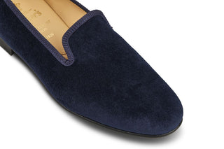CHURCHILL VELVET SLIPPER - Navy - R E Tricker Ltd
