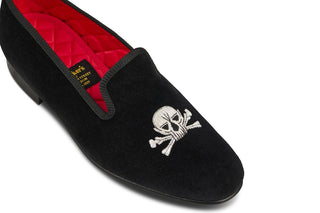 SKULL & BONES VELVET SLIPPER - R E Tricker Ltd