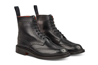 Stephy Brogue Boot - Black - R E Tricker Ltd