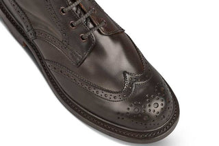 Stephy Brogue Boot - ESPRESSO BURNISHED - R E Tricker Ltd